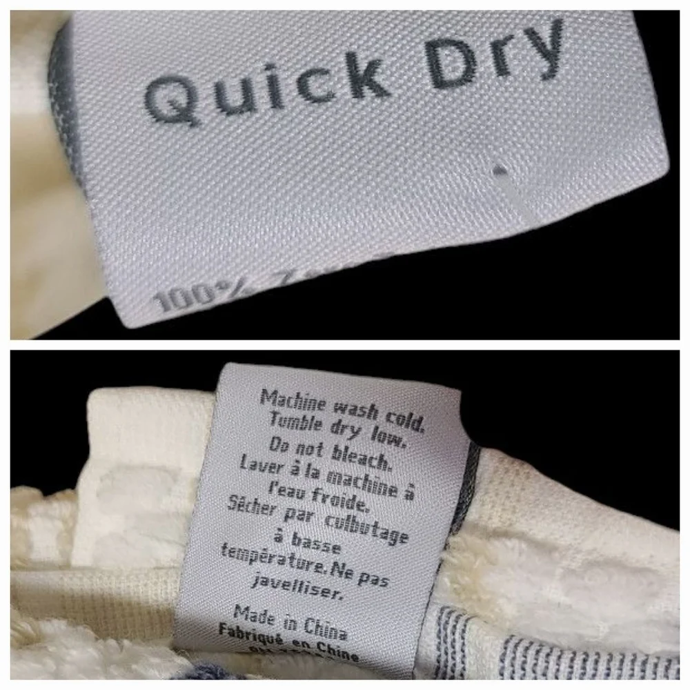 10pc Quick Dry Tan Navy 100% Zero Twist Cotton Bath Hand Washcloth Towel Set